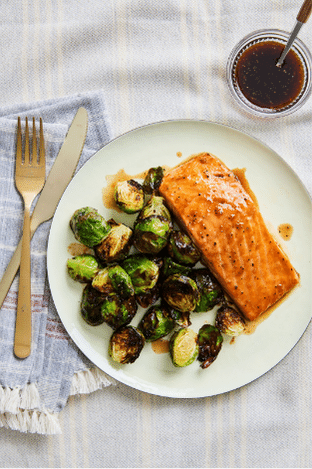 Quick and Delicious Air Fryer Maple-Glazed Salmon with Brussels Sprouts ...